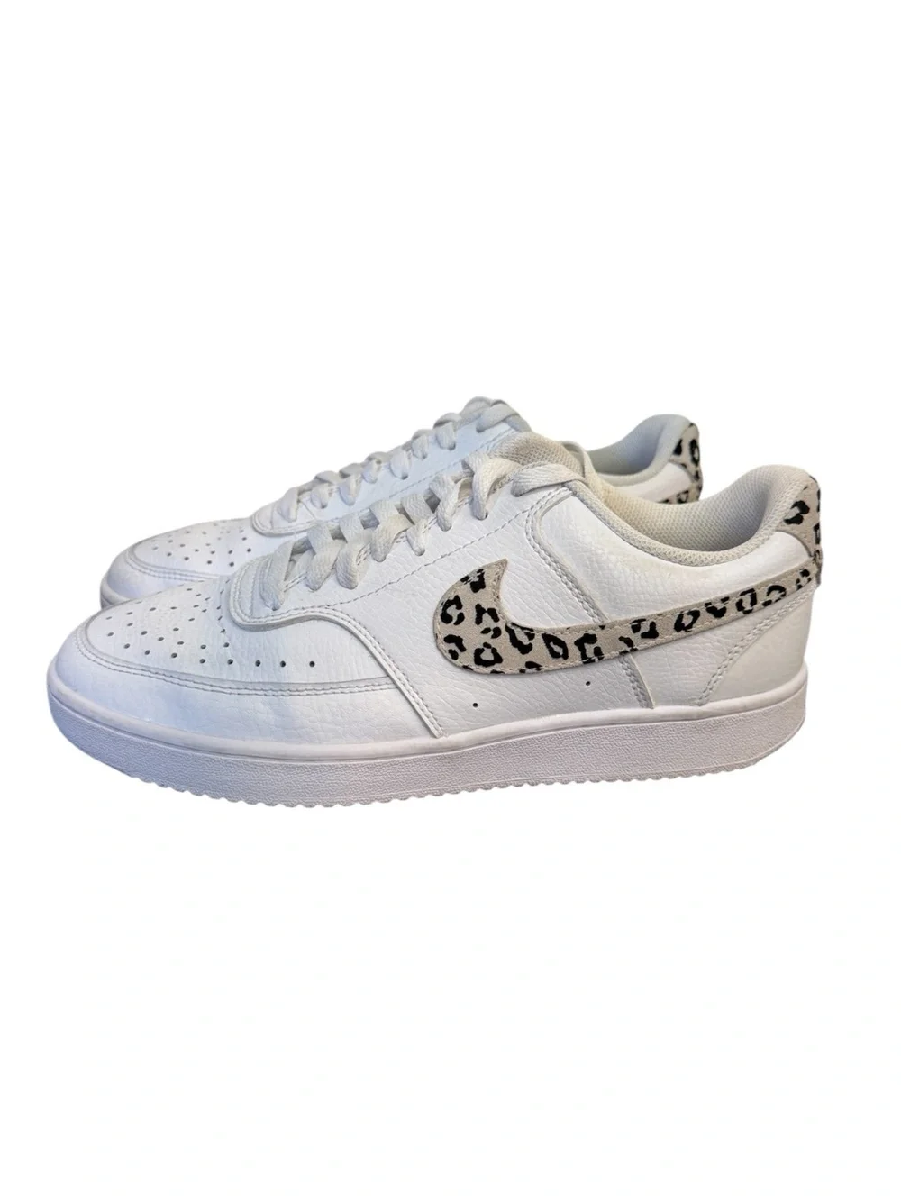 Nike Court Vision Womens Low Shoes Leopard Swoosh Sneakers Size 10 DD9665-100